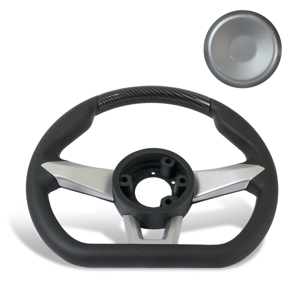 Chrome / Black Textured Steering Wheel [4 & 6 Seater] image 1